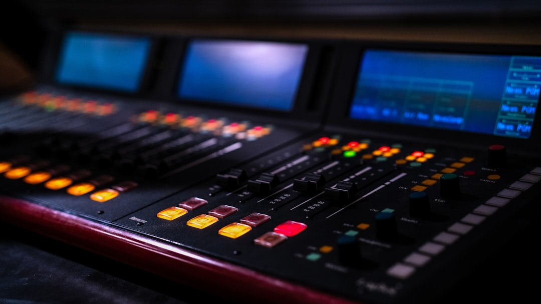 Close-up of a live video vision mixer switcher panel