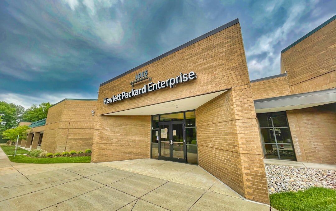 Modern media training center office building exterior